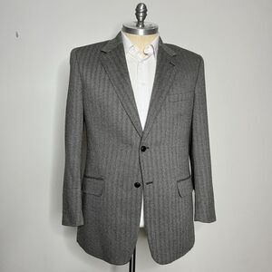 Savile Row Blazer Mens Gray Tweed Herringbone Wool 44L‎